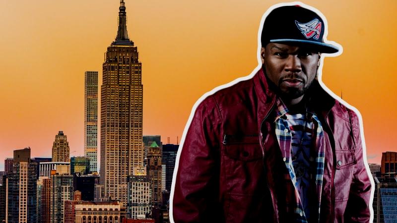 50 Cent vor Foto von New York