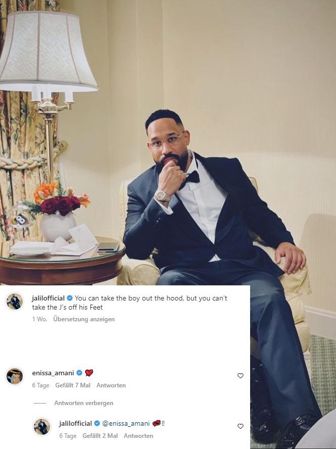 Jalils neuster Instagram-Beitrag. Er und Enissa Amani tauschen Herzen in den Kommentaren aus