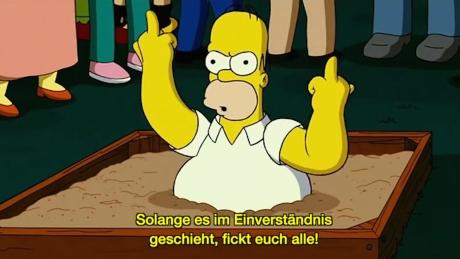 Homer Simpson zeigt Mittelfinger