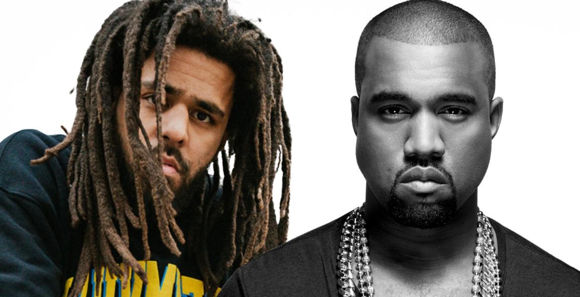 Collage von J. Cole und Kanye West 